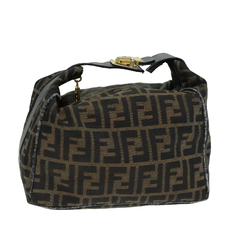 FENDI Zucca Canvas Hand Bag Brown Black  yk13473