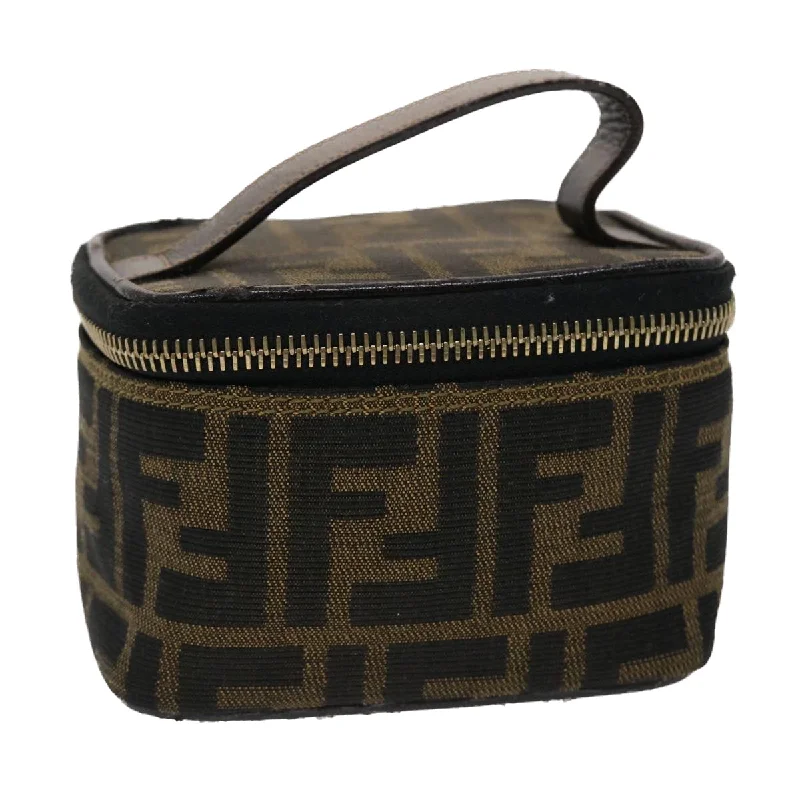 FENDI Zucca Canvas Vanity Cosmetic Pouch Black Brown 2349-26576-089  yk7547B