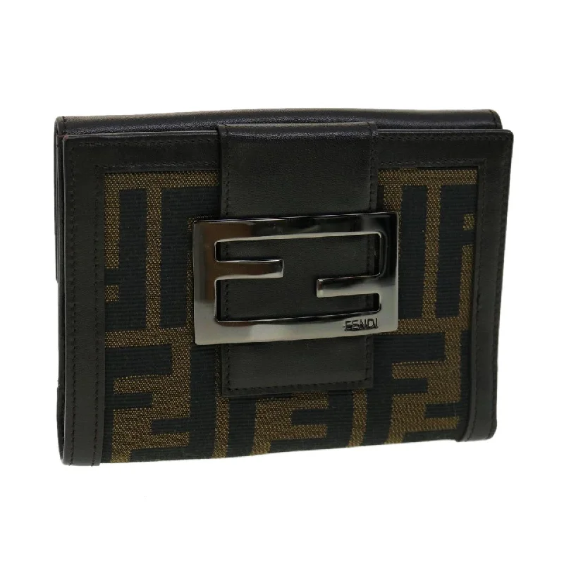 FENDI Zucca Canvas Wallet Black Brown  30916