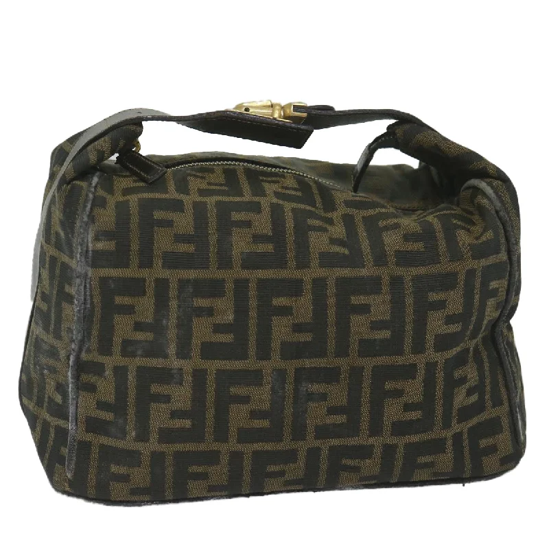 FENDI Zucca Canvas Vanity Cosmetic Pouch Black Brown  ki3845