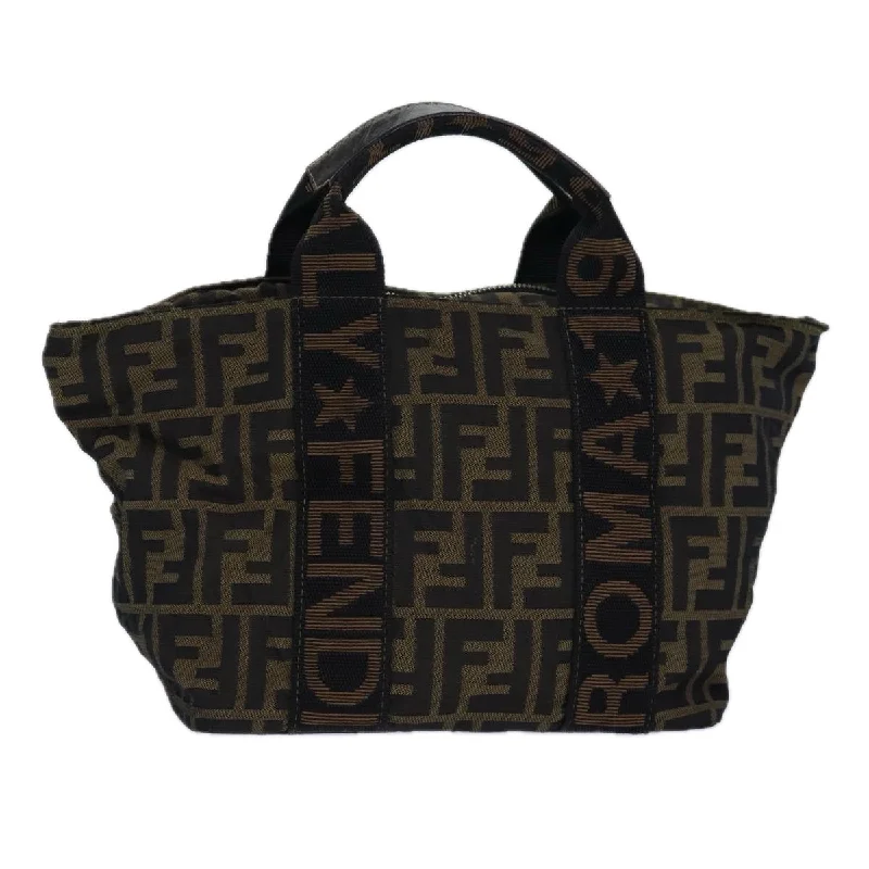 FENDI Zucca Canvas Hand Bag Brown Black  ar12317