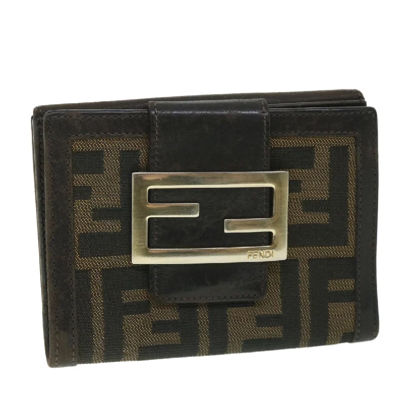 FENDI Zucca Canvas Wallet Black Brown  56791