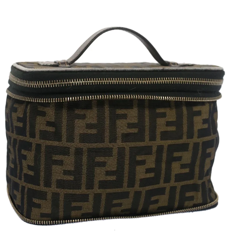 FENDI Zucca Canvas Vanity Cosmetic Pouch Black Brown  bs7906