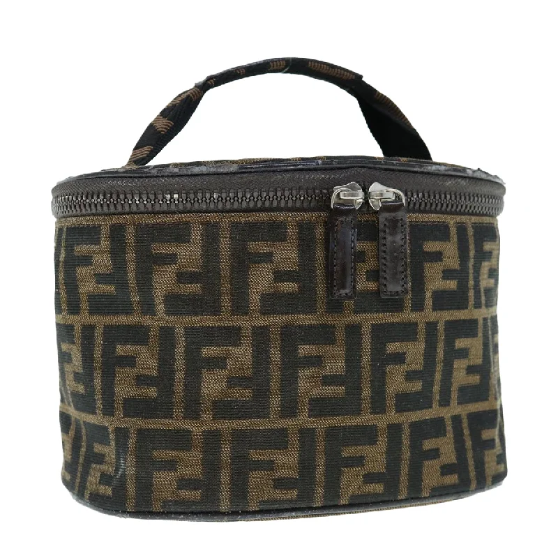 FENDI Zucca Canvas Vanity Pouch Brown Black  bs11466