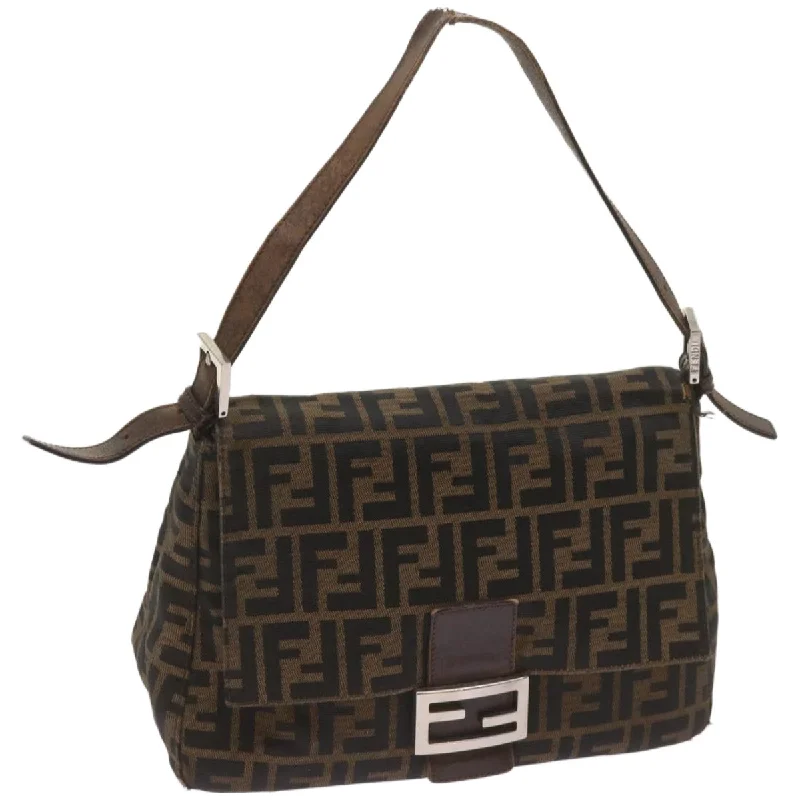 FENDI Zucca Canvas Mamma Baguette Shoulder Bag Brown  68315