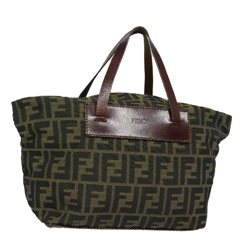 FENDI Zucca Canvas Hand Bag Brown Black  yk14048