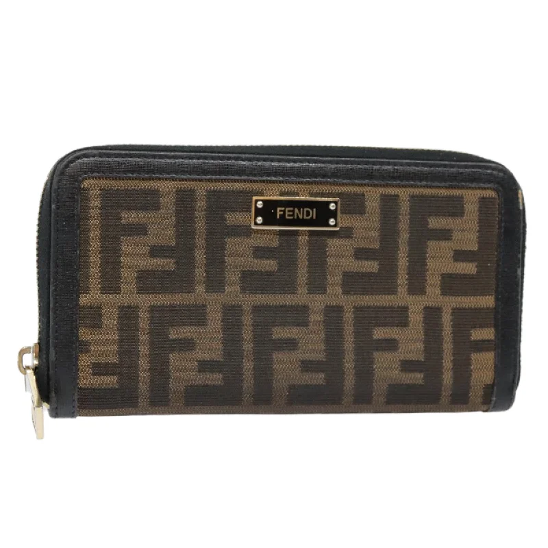 FENDI Zucca Canvas Wallet Black Brown gold  yk15225