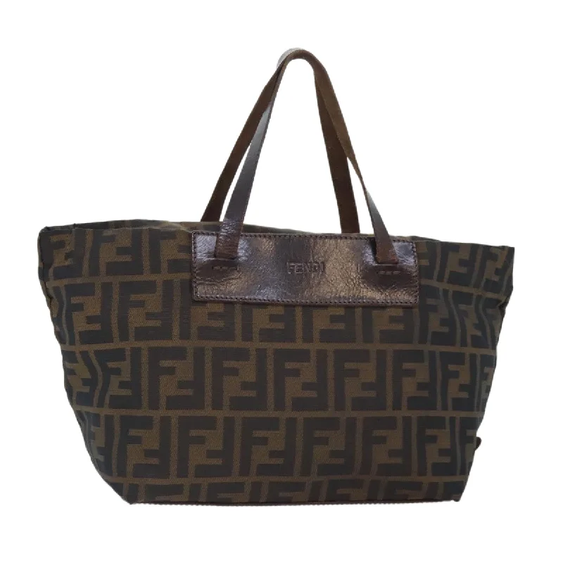 FENDI Zucca Canvas Hand Bag Brown Black  yk15166