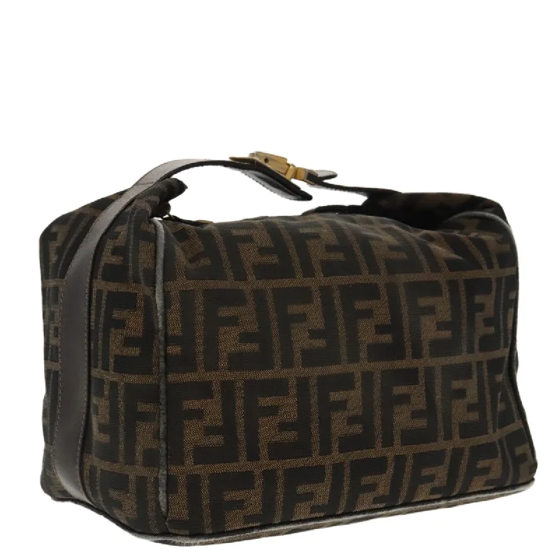 FENDI Zucca Canvas Hand Bag Brown Black Gold  95689