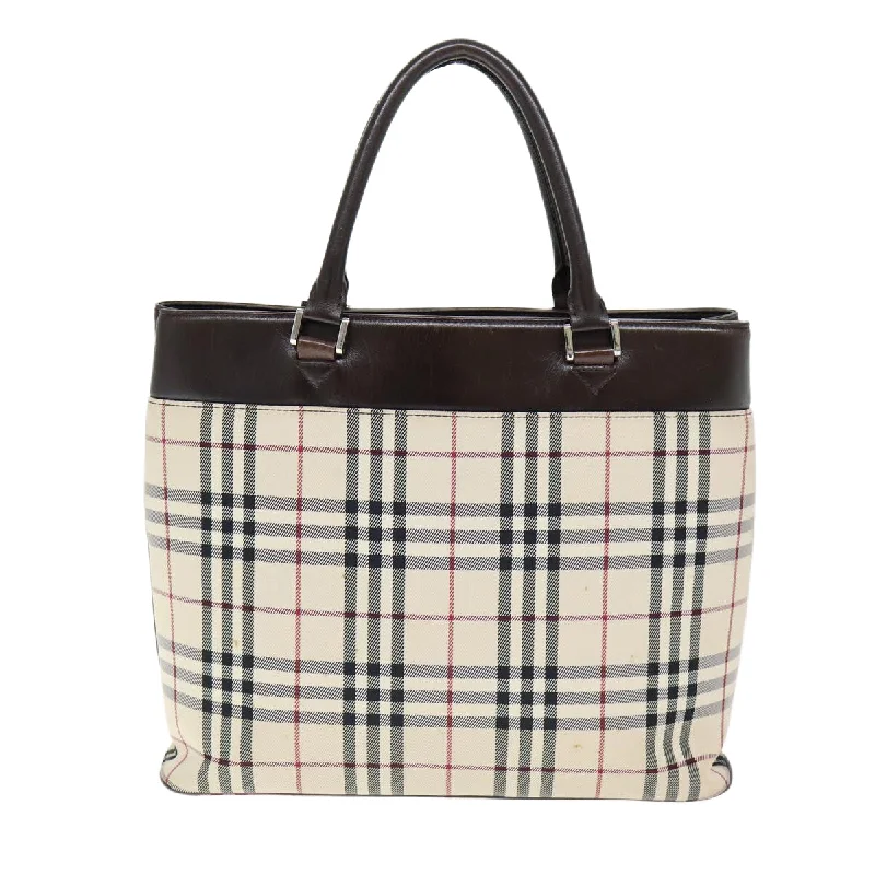 BURBERRY Nova Check Hand Bag Polyester Beige  yk12722