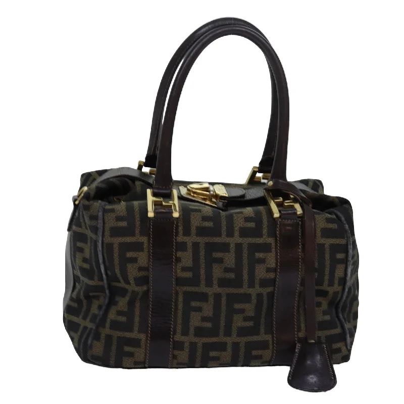 FENDI Zucca Canvas Hand Bag Brown Black  82560