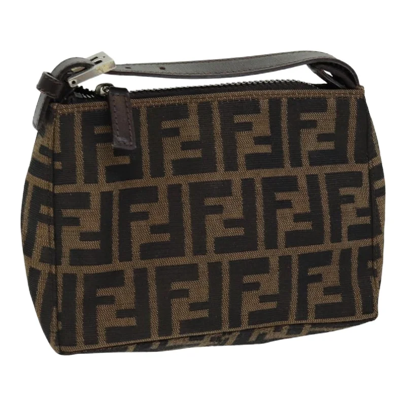 FENDI Zucca Canvas Hand Bag Brown Black  am6704