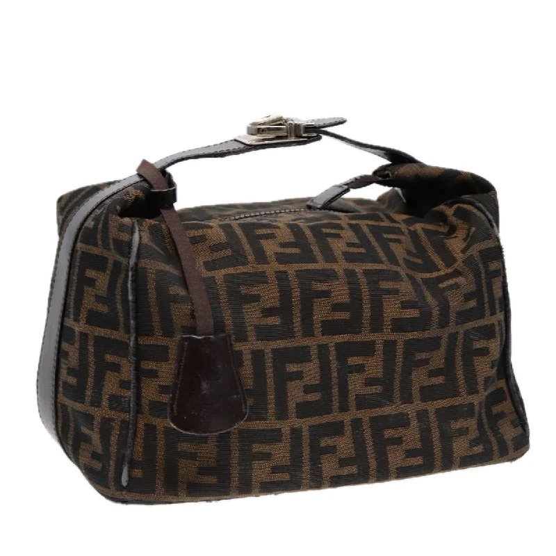 FENDI Zucca Canvas Vanity Pouch Brown Black Silver  87877