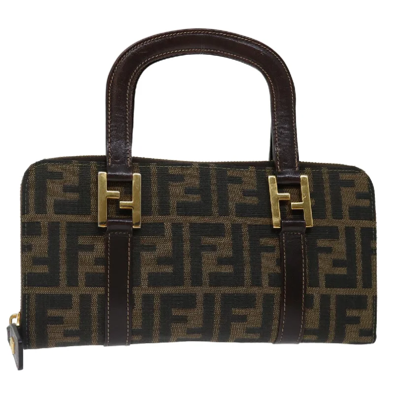 FENDI Zucca Canvas Hand Bag Brown Black  70251