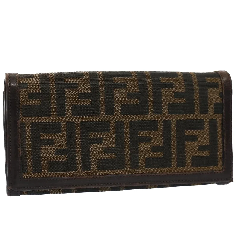 FENDI Zucca Canvas Wallet Black Brown  yk8305