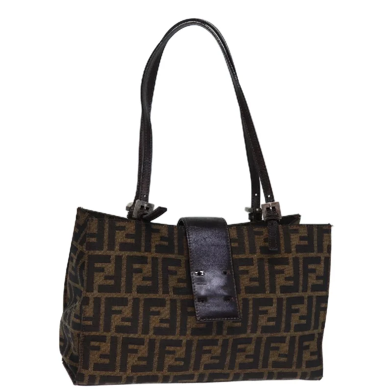 FENDI Zucca Canvas Hand Bag Brown Black  bs14225