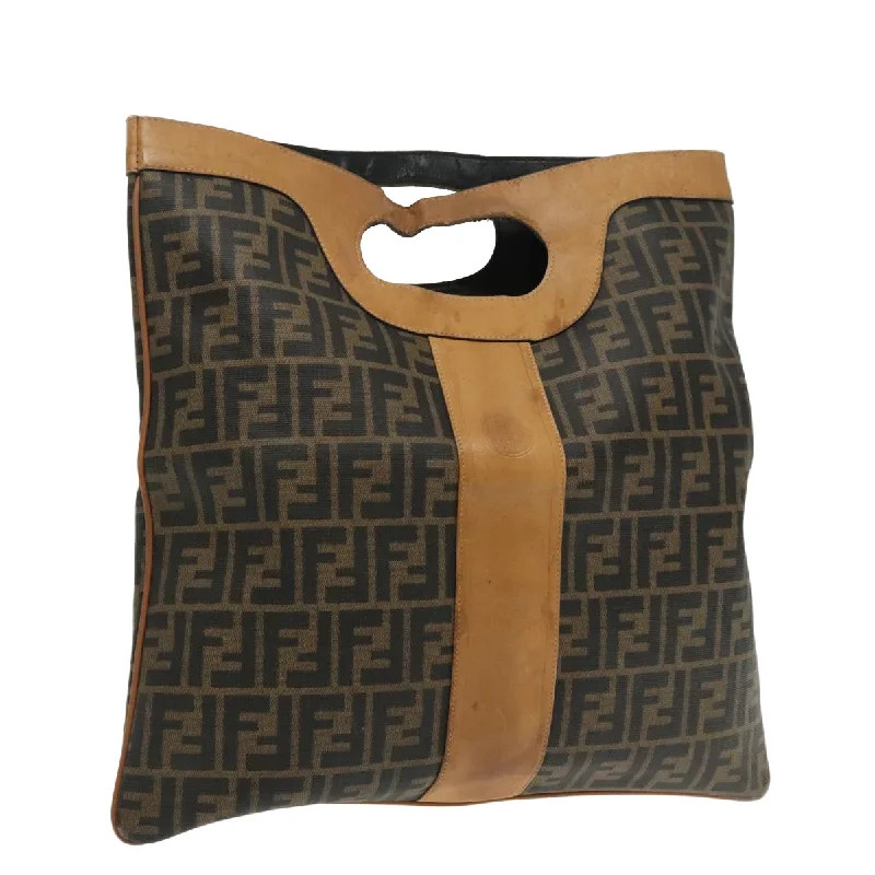 FENDI Zucca Canvas Hand Bag Brown Black  95414