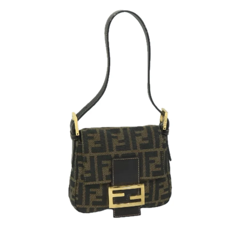 FENDI Zucca Canvas Mini Mamma Baguette Hand Bag Black Brown  59810A