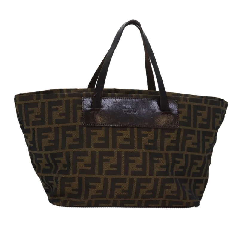 FENDI Zucca Canvas Hand Bag Brown Black  83230