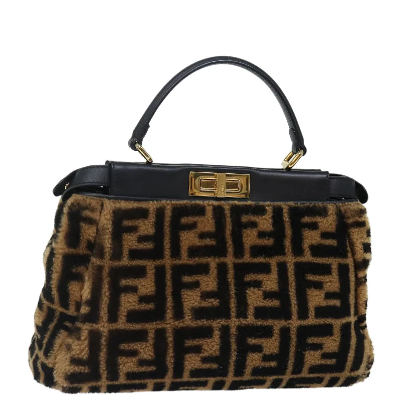 FENDI Zucca Canvas Peek A Boo Hand Bag 2way Brown Black  71035A