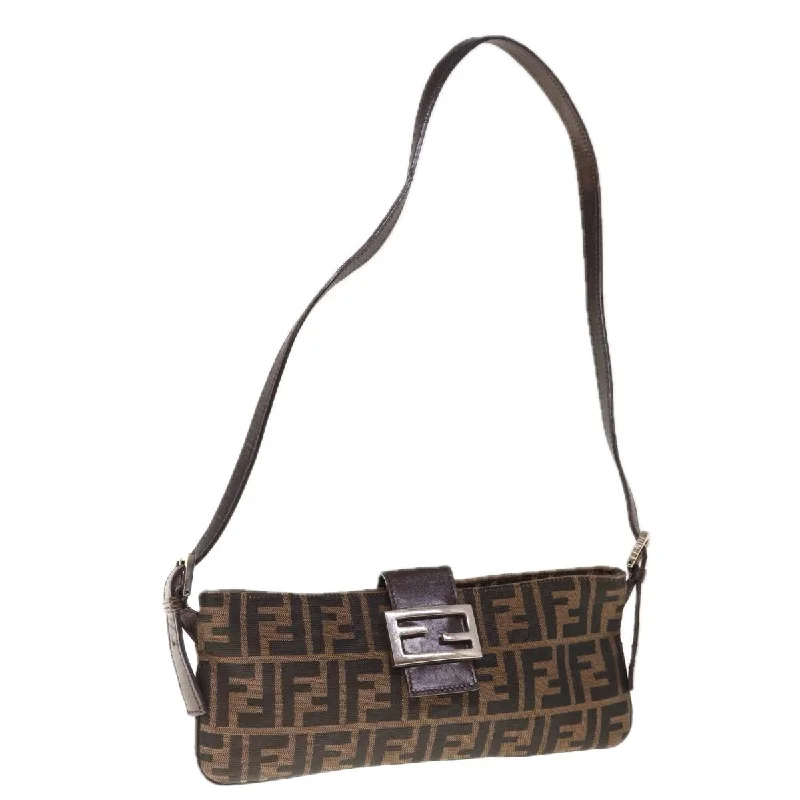 FENDI Zucca Canvas Mamma Baguette Shoulder Bag Brown  65778