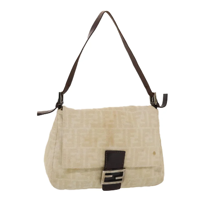 FENDI Zucca Canvas Mamma Baguette Shoulder Bag Canvas Beige Brown  49280