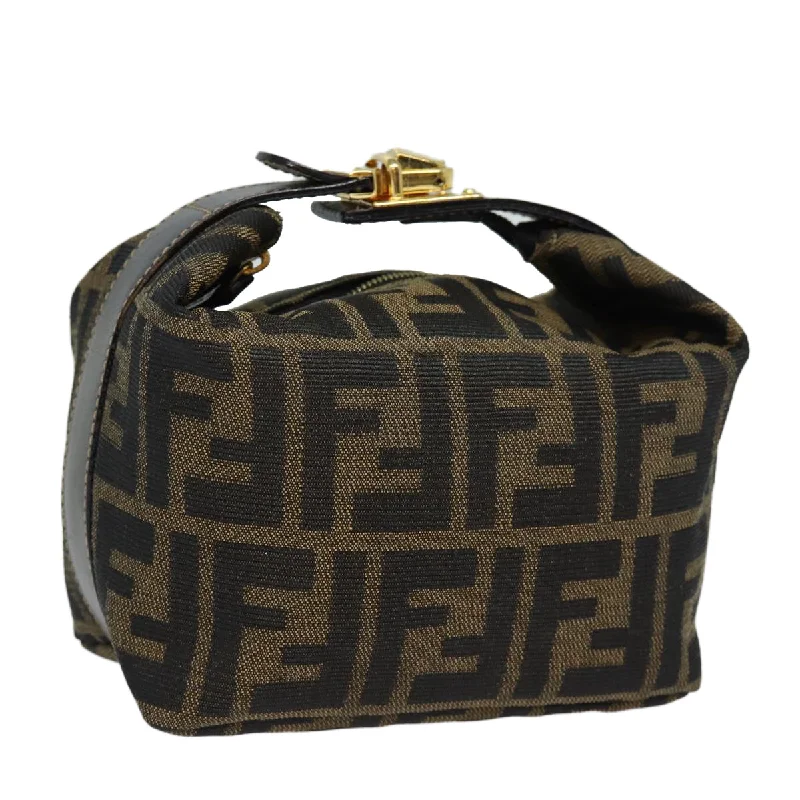 FENDI Zucca Canvas Hand Bag Brown Black  83670