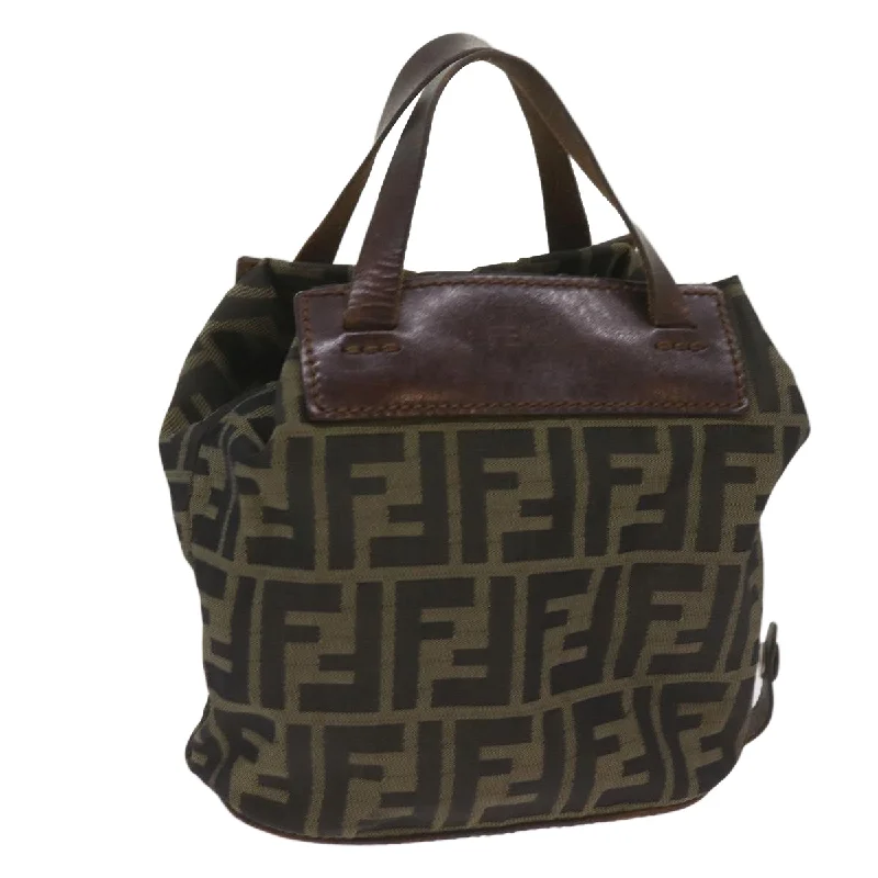 FENDI Zucca Canvas Hand Bag Brown Black  yk11238