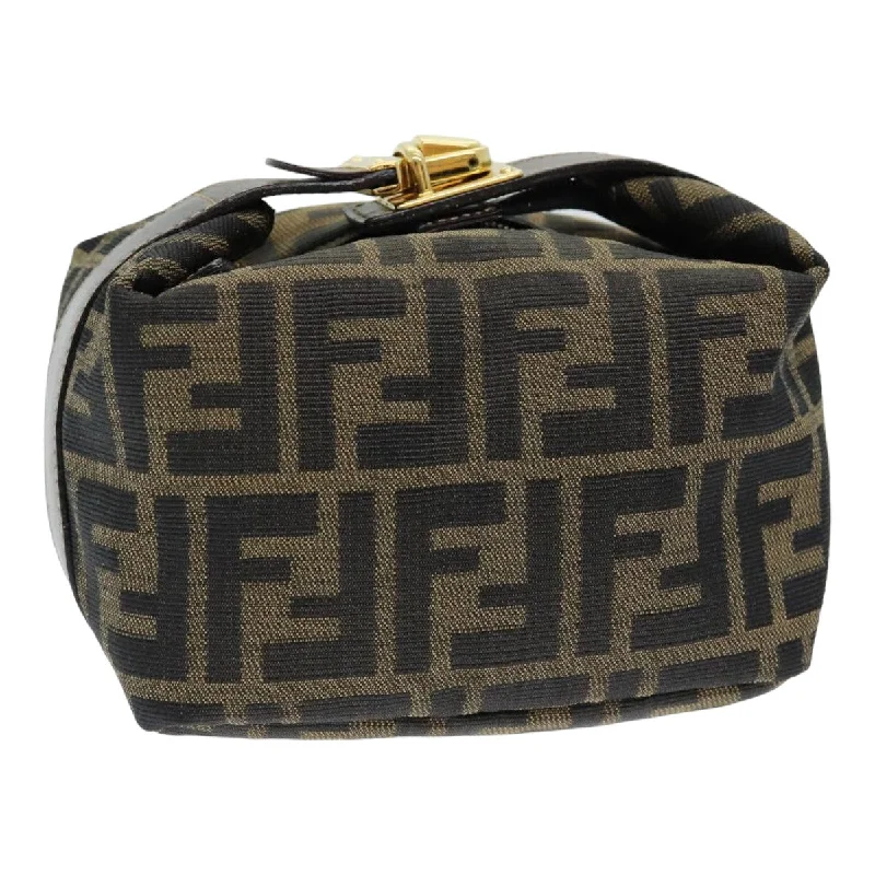 FENDI Zucca Canvas Vanity Pouch Brown Black  84312