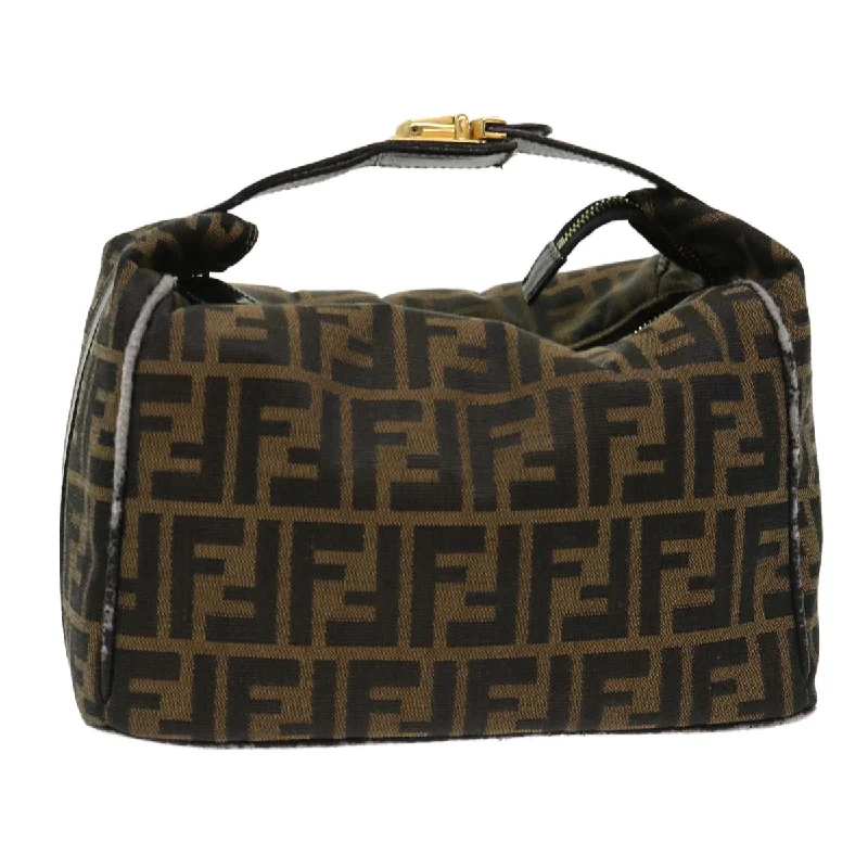 FENDI Zucca Canvas Hand Bag Leather Black Brown 2111 26348 079  bs6481