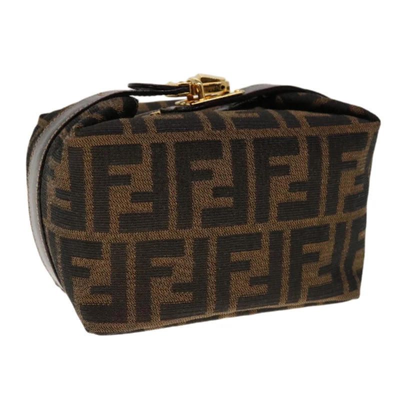 FENDI Zucca Canvas Hand Pouch Brown Black  yk10361