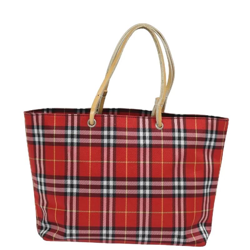 BURBERRY Nova Check Hand Bag Nylon Red  yk13442