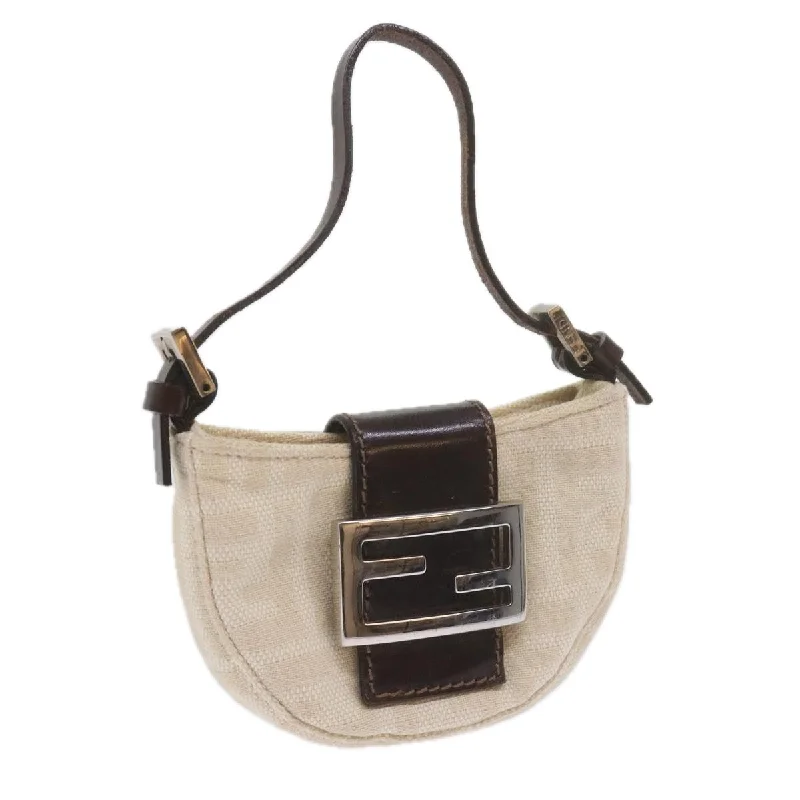 FENDI Zucca Canvas Mini Mamma Baguette Hand Bag Beige  61332