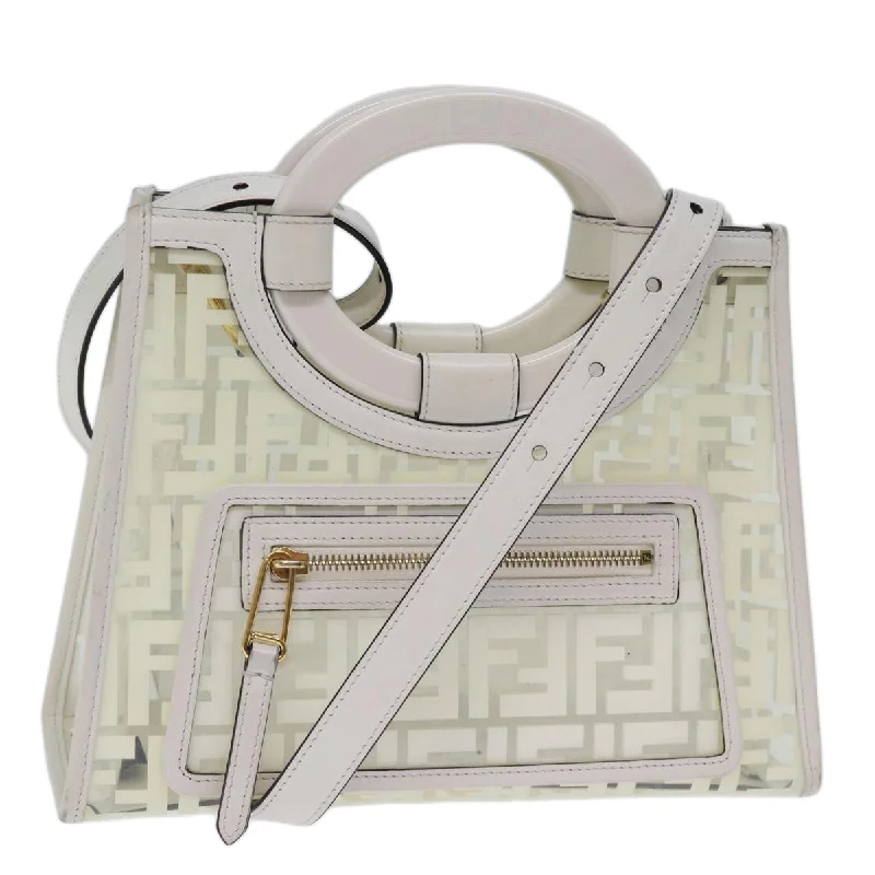 FENDI Zucca Canvas Hand Bag Vinyl 2way White  73258A