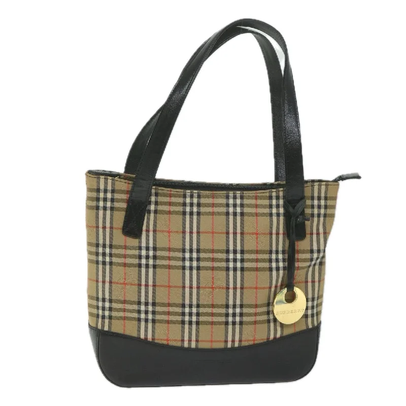 BURBERRY Nova Check Hand Bag Nylon Leather Beige  61397