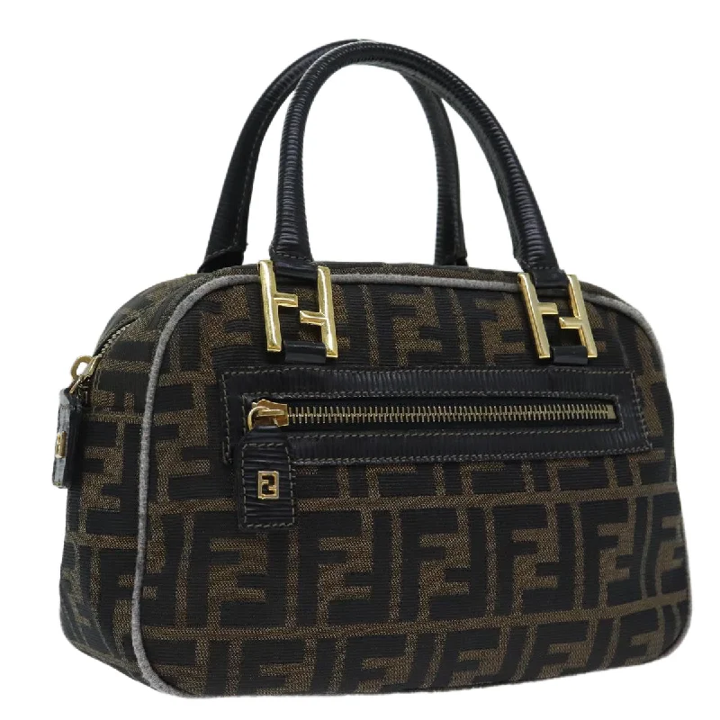 FENDI Zucca Canvas Hand Bag Brown Black  ep5979