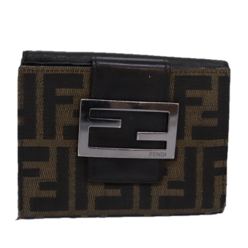 FENDI Zucca Canvas Wallet Black Brown  yk13745