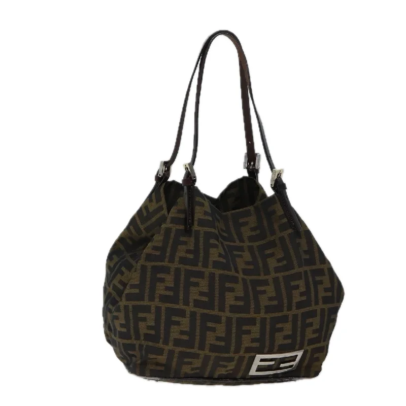 FENDI Zucca Canvas Hand Bag Brown Black  71356