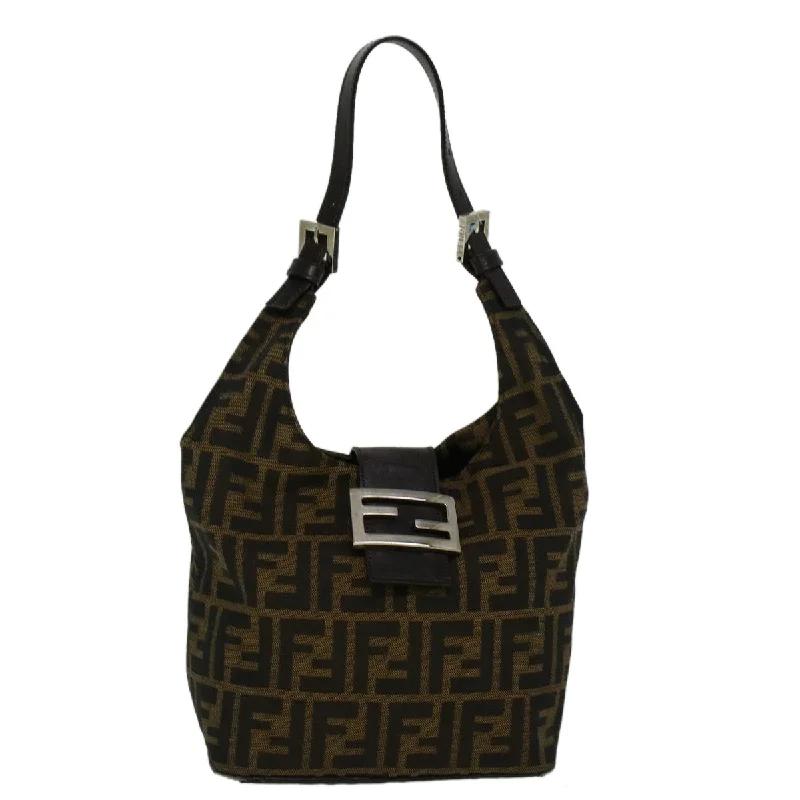 FENDI Zucca Canvas Mamma Baguette Shoulder Bag Brown  57337