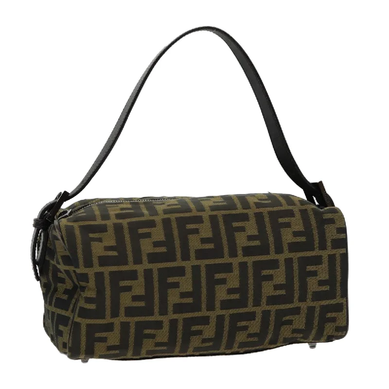 FENDI Zucca Canvas Hand Bag Brown Black  ar12386