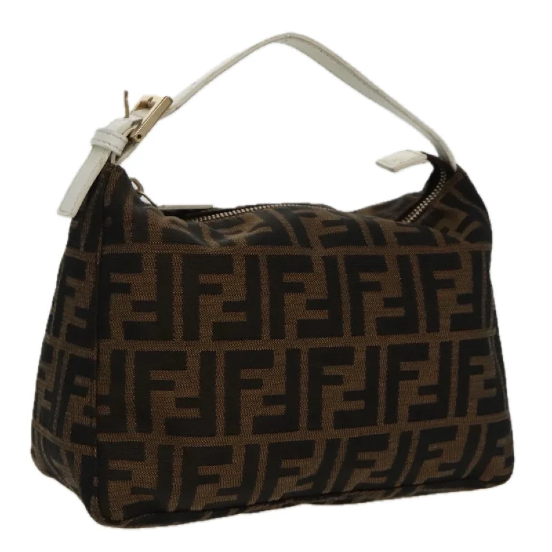 FENDI Zucca Canvas Hand Bag Brown White Gold  95333