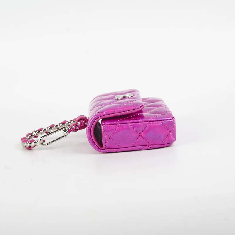 Chanel Neon Pink Cardholder Key Chain