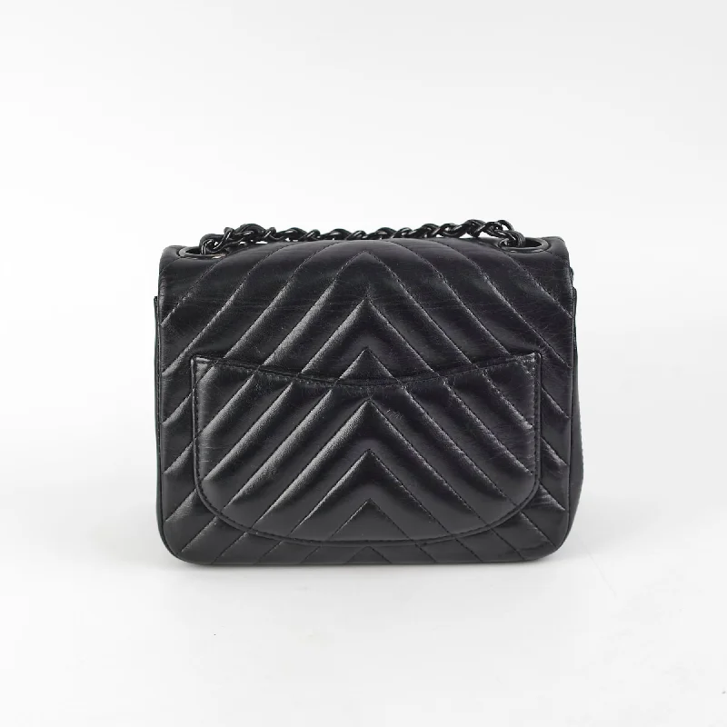 Chanel Mini Square Chevron So Black