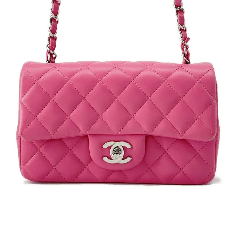 CHANEL Mini Matelasse Chain Shoulder Bag Pink A69900 Lambskin Size 20