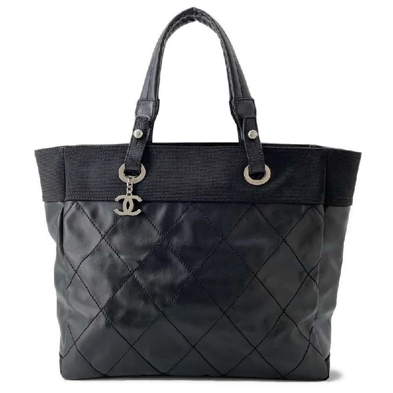 CHANEL Paris-Biarritz Tote Bag Black A34209 Leather Canvas Size MM