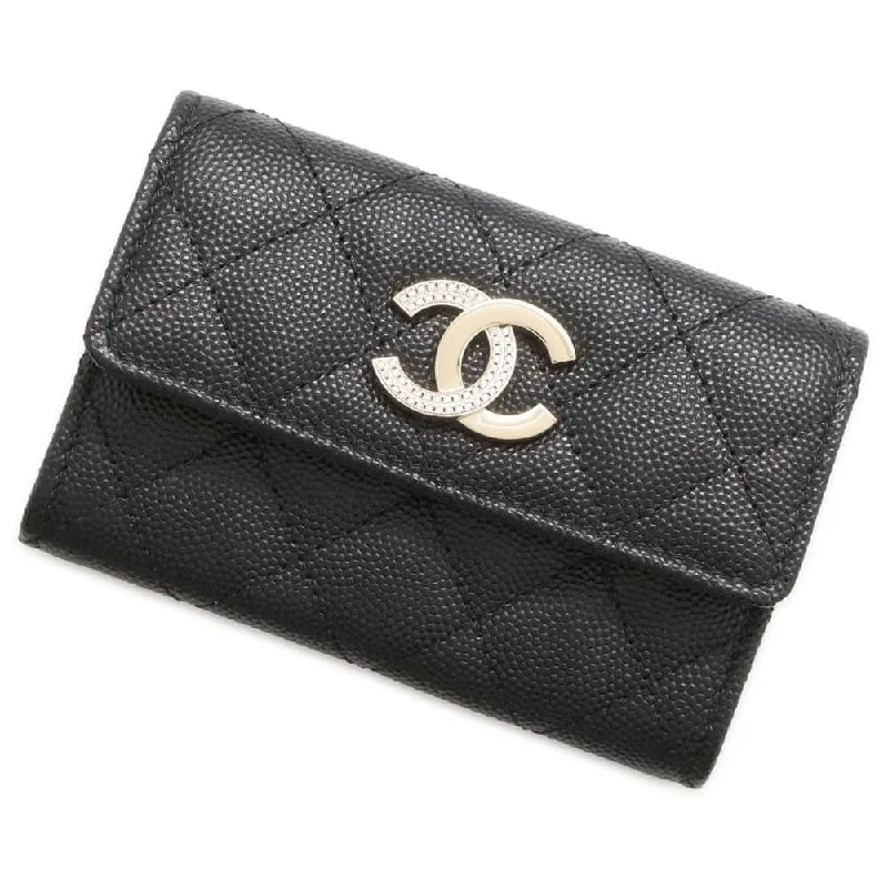 CHANEL Matelasse Flap Card Case Black AP4178 Caviar Leather