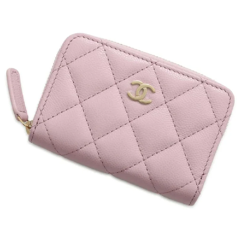 CHANEL Matelasse Classic Zip Coin Purse Pink AP0216 Caviar Leather