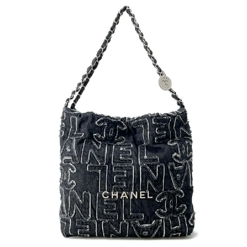 CHANEL CHANEL 22 logo ChainHandbag Black AS3260 Denim Size Small