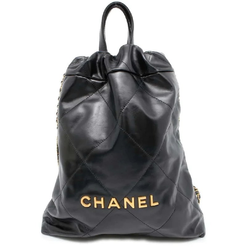 CHANEL CHANEL 22 Backpack Black AS3859 Shiny Calf Leather