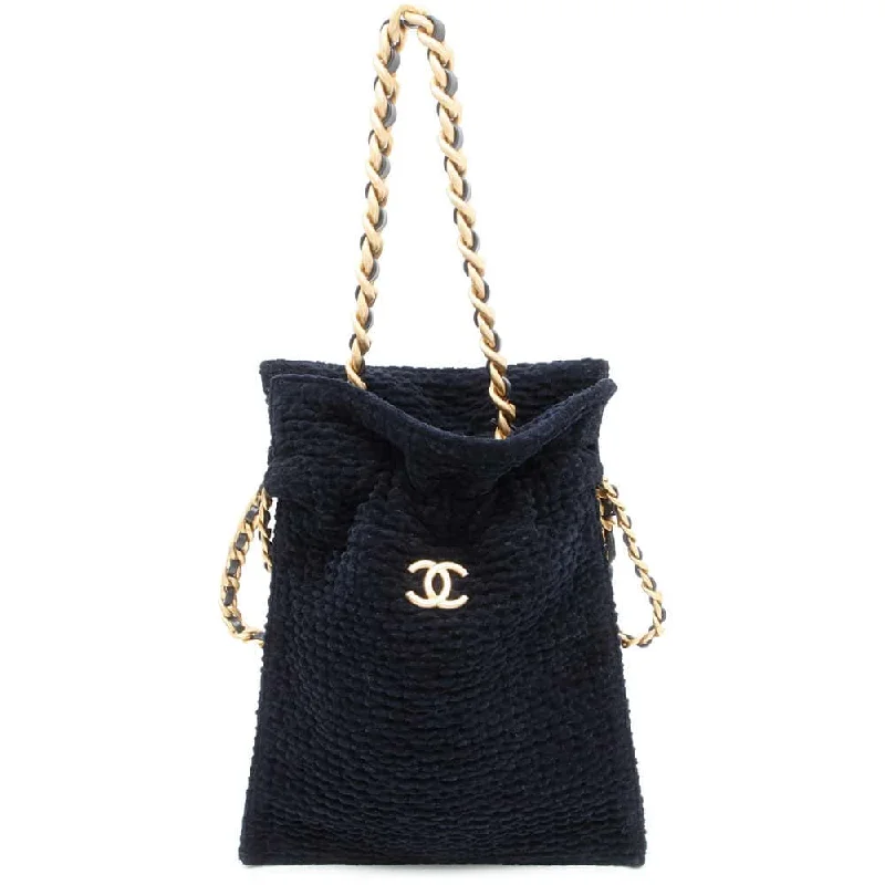 CHANEL Shopping bag Navy AS2169 Velvet